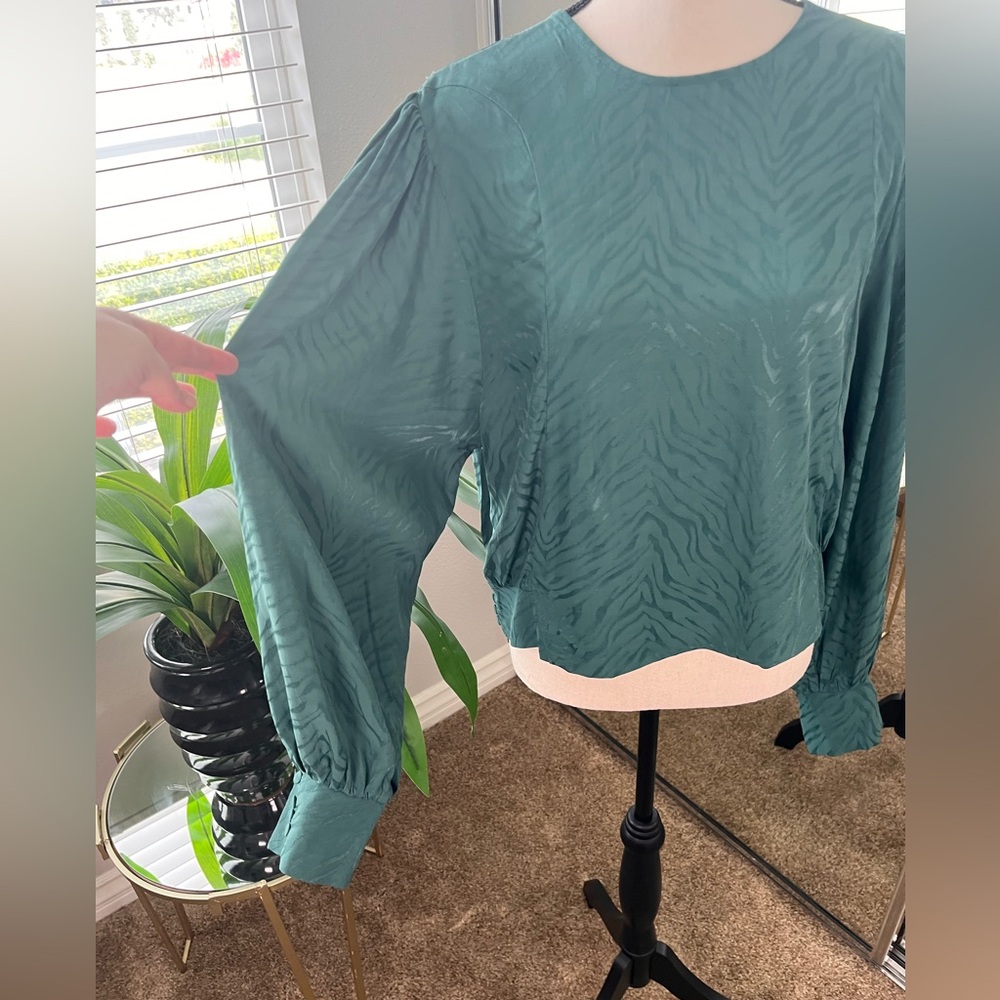 Topshop Green Zebra Patterned Blouse S 14 NWT - Picture 4 of 11